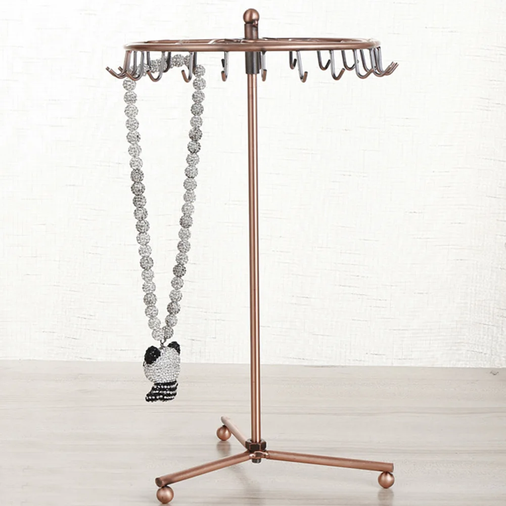 Dangly Earrings Jewelry Display Rack Iron Art Plating Metal Holder Earing Necklace Stoage Rack Round Base Table Detachable