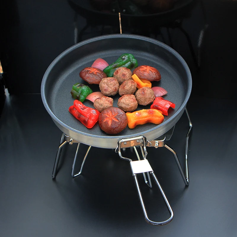 

Outdoor Aluminum Alloy Folding Non Stick Pot, Camping Portable Cookware, Steak Frying Pan