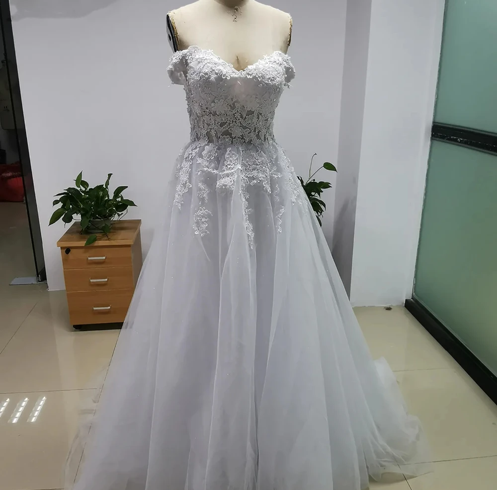 

Luxury Princess Off The Shoulder Wedding Dress Elegant Lace Appliques Robe De Soire Classic Sweetheart Mariage Bridal Ball Gown
