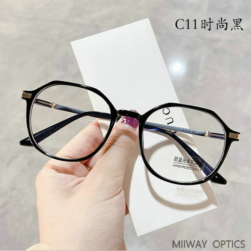 

New retro transparent myopia glasses TR90 glasses frame polygon frame myopia optical frame plain face street shooting glasses