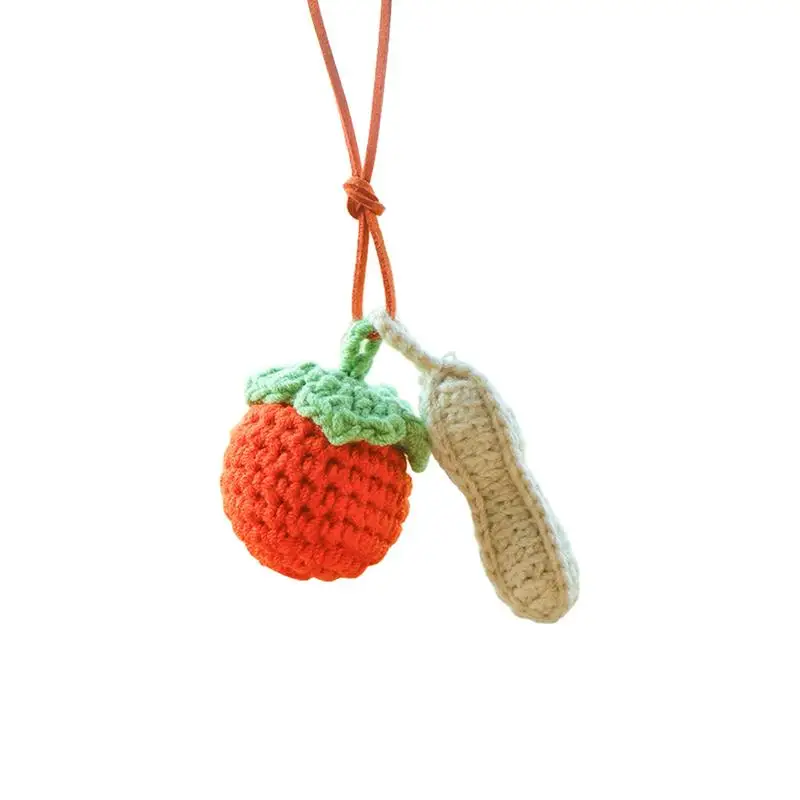 

Crochet Car Accessories Rear View Mirror Accessories Pendant Handmade DIY Car Pendant Knitting Persimmon Peanut Car Accessories