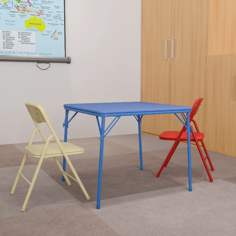 

Flash Furniture Kids Colorful 3 Pieces Folding Table and Chair Set table and chair set for kids