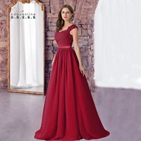 babyonline a line burgundy bridesmaid dresses for beads pearls chiffon wedding party long illusion back gowns %d7%a9%d7%9e%d7%9c%d7%95%d7%aa %d7%a9%d7%95%d7%a9%d7%91%d7%99%d7%a0%d7%94