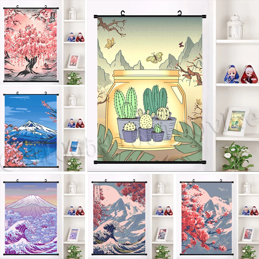 

Азиатские и японские художественные плакаты, холст, вишневая фотография, Модульная картина, Висячие свитки, Настенная картина, Декор для дома