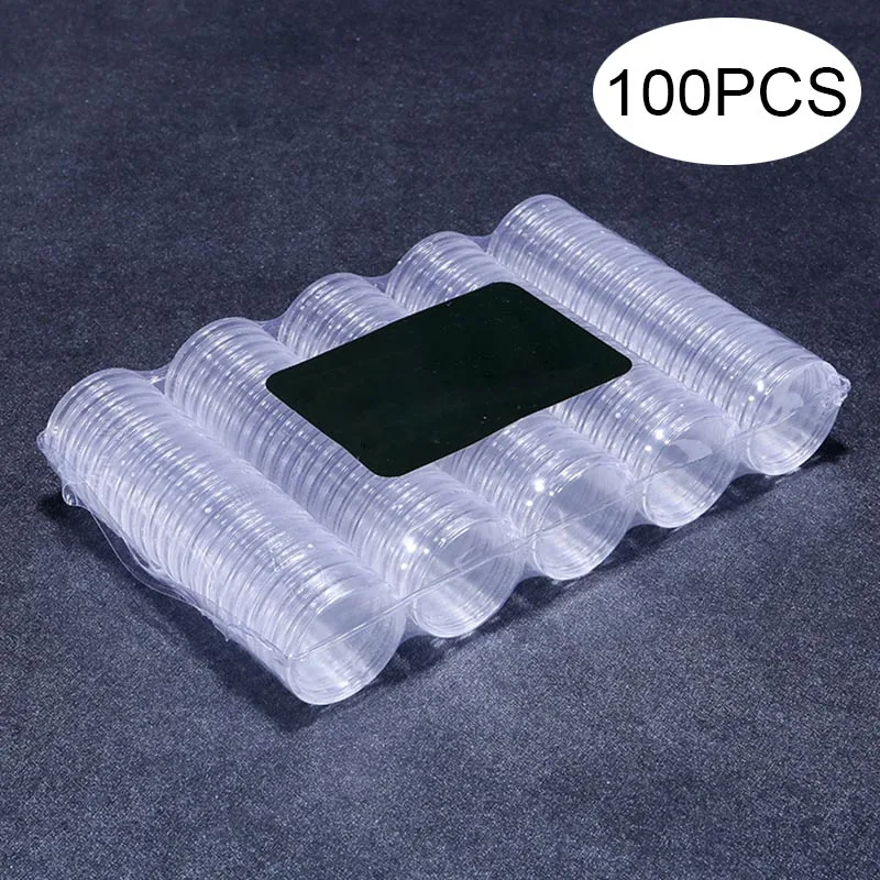 

100Pcs 27mm Transparent Plastic Coin Holder Coin Collecting Box Case for Coins Storage Capsules Protection Boxes Container