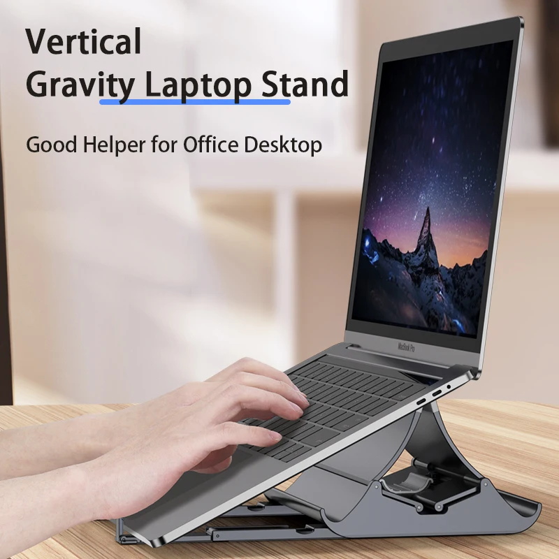 

Вертикальная подставка для ноутбука, нескользящий эргономичный гравитационный держатель для рассеивания тепла, универсальная подставка для планшета и настольного компьютера MacBook
