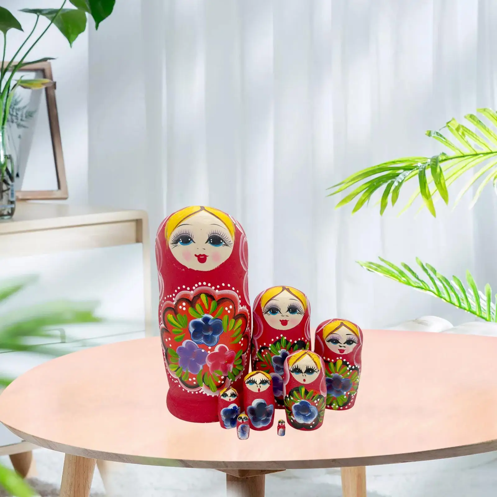 

8x Nested Dolls Matryoshka Russian Dolls Wooden Stacking dolls Favors Traditional for Desktop Living Room Home Bedroom Bar