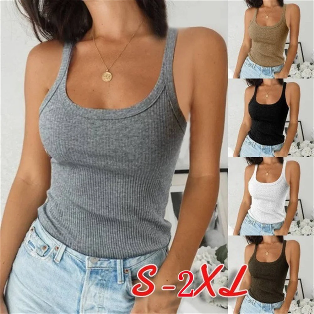 

Womens Plain Strappy Summer Cami Vest Tops Ladies Stretchy Casual Tank T-Shirt Ladies Summer Sexy Crop Top Summer Camisole