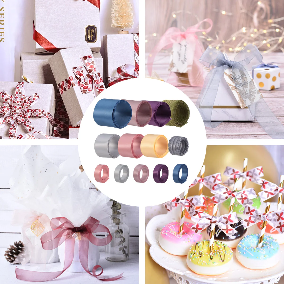 

Ribbon Polyester Ribbons Grosgrain Roll Satin Silk Making Bow Hair Cloth Fabric Craft Present Printed Wired Birthday Packaging