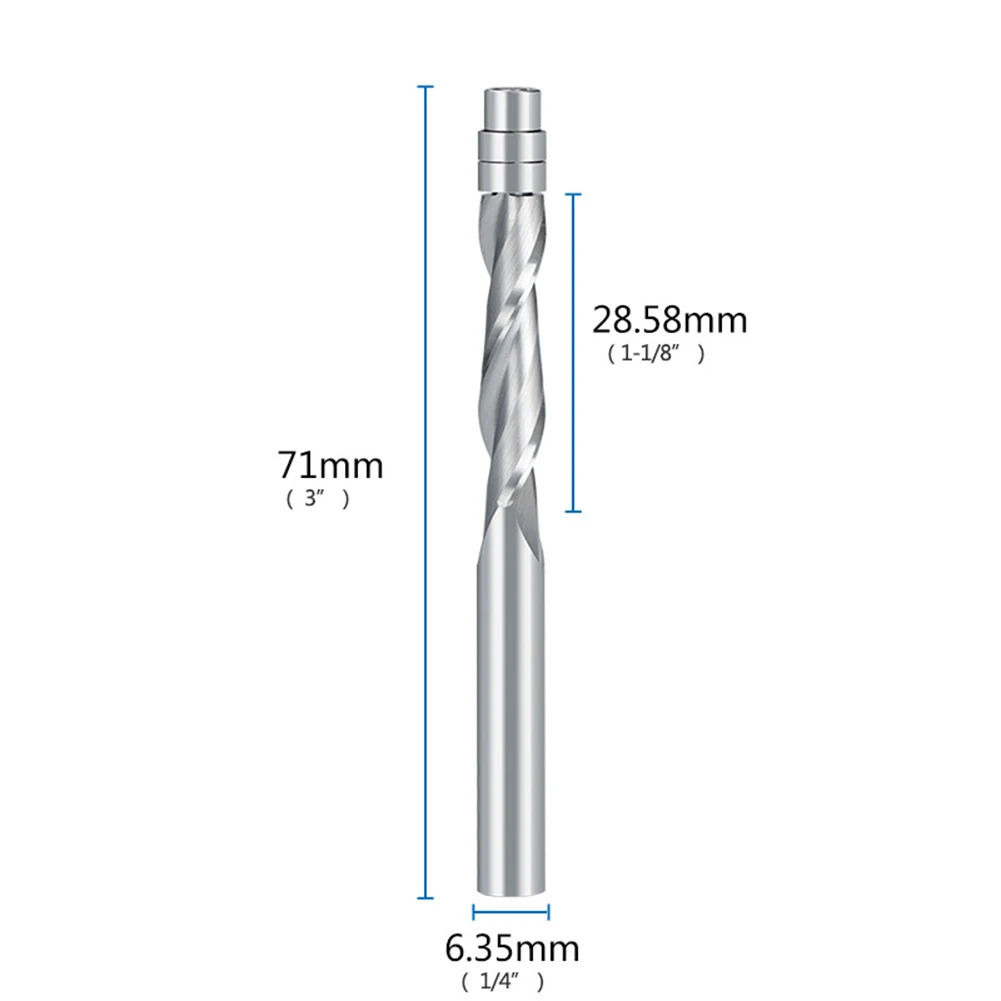 

3" Router Bit 6.35mm Shank Silver Solid Carbide Flush Trim Bits Double Edge For Plywood MDF Solid Wood Non-ferrous Metal