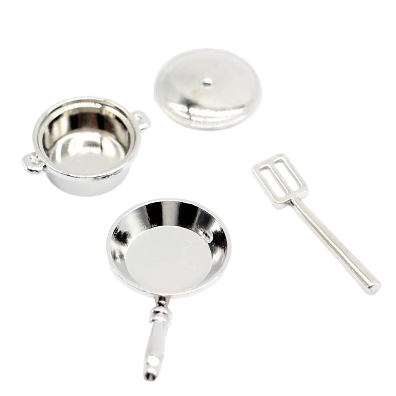 

4 Pieces 1/12 Scale Kitchen Cookware Dollhouse Miniature Pots and Pans Kitchen Tools for Boys Kids Girls Children Holiday Gifts