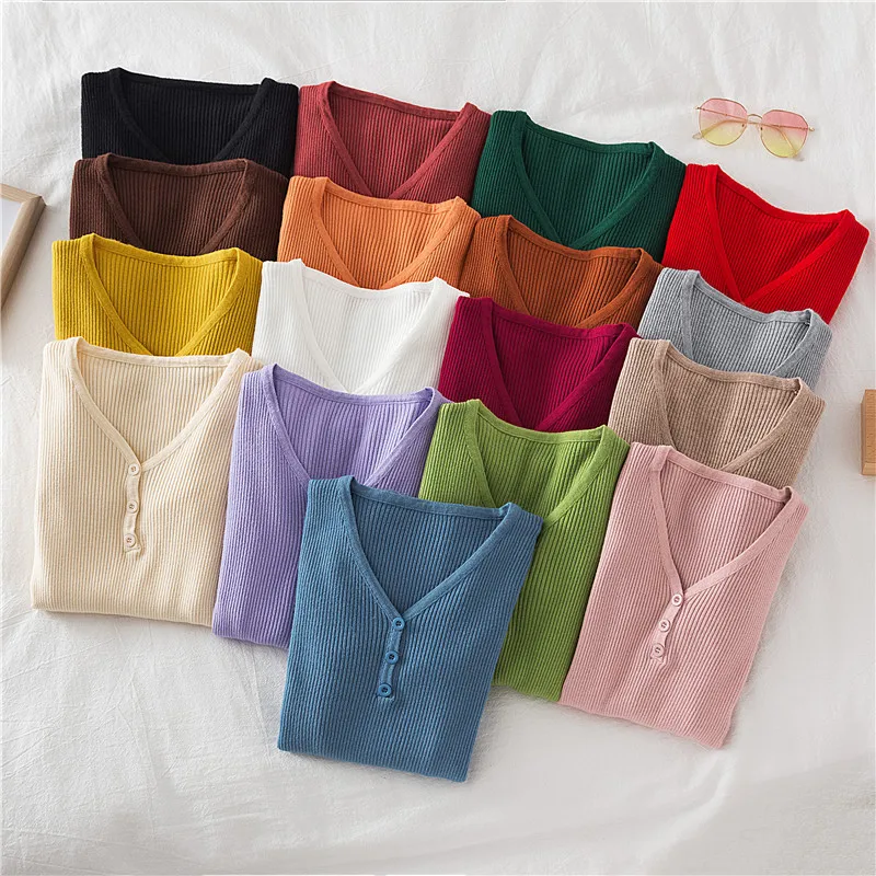 

Casual Ribbed Long Sleeve T-shirt Crop Tank Top Female For Women Blouses White Knit Fitted Shirt Bodycon Tees Aesthetic Clothing