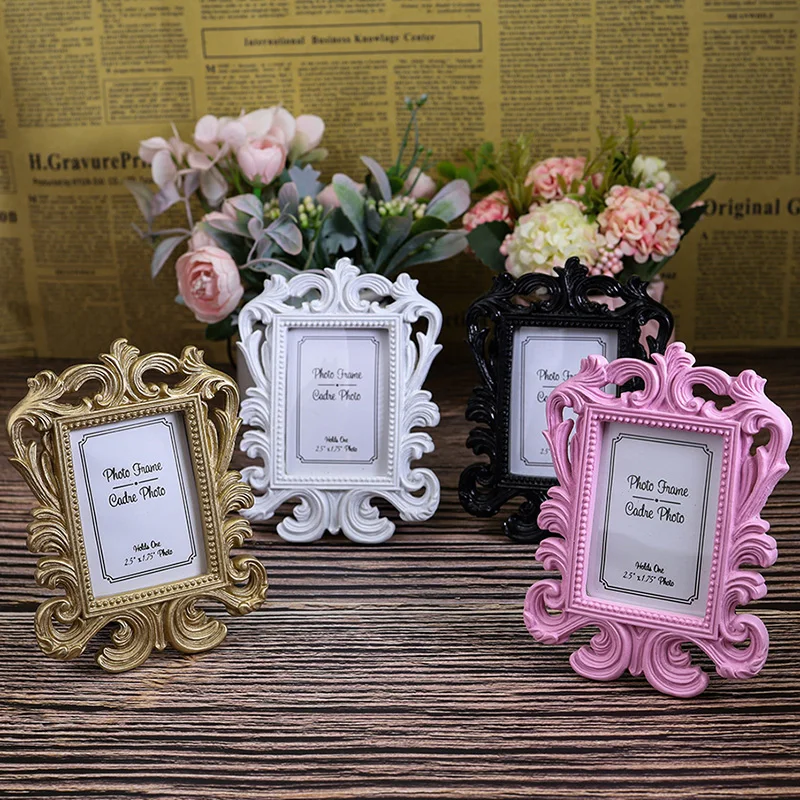 

Decorative Retro Photo Frame Wedding Home Decor Desktop Picture Frame Classic Baroque Small Photo Frame Resin Photo Frame
