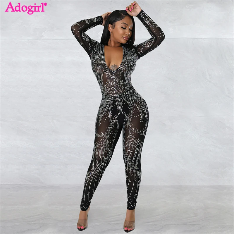 

Комбинезон женский сетчатый с длинным рукавом и ложным воротником