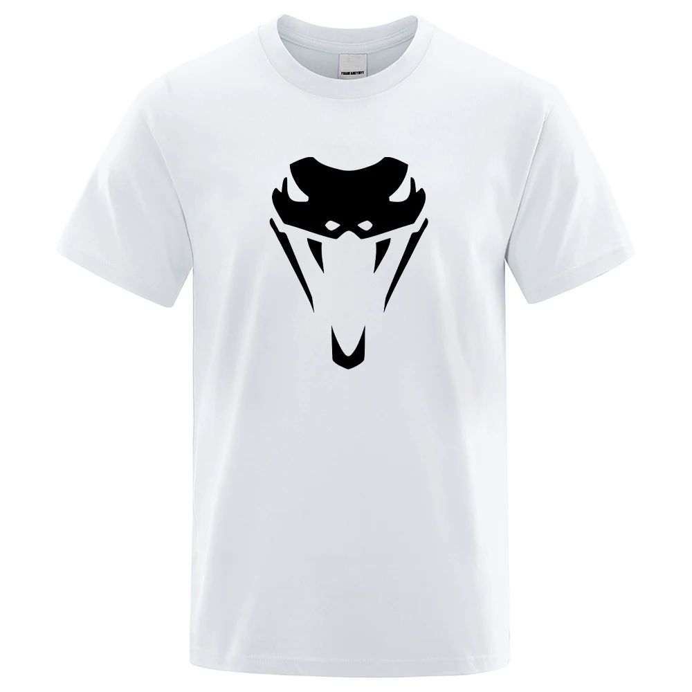 

Snake Head Cobra Fangs T Shirts Men Fashion 100% Cotton Shirt Loose Summer Breathable T Shirts Fashion Crewneck Tops Mens New
