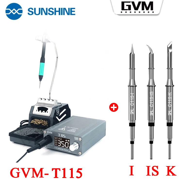 

GVM T115 precision constant temperature soldering station LCD display automatic sleep 1 second tin strip C115 soldering iron tip