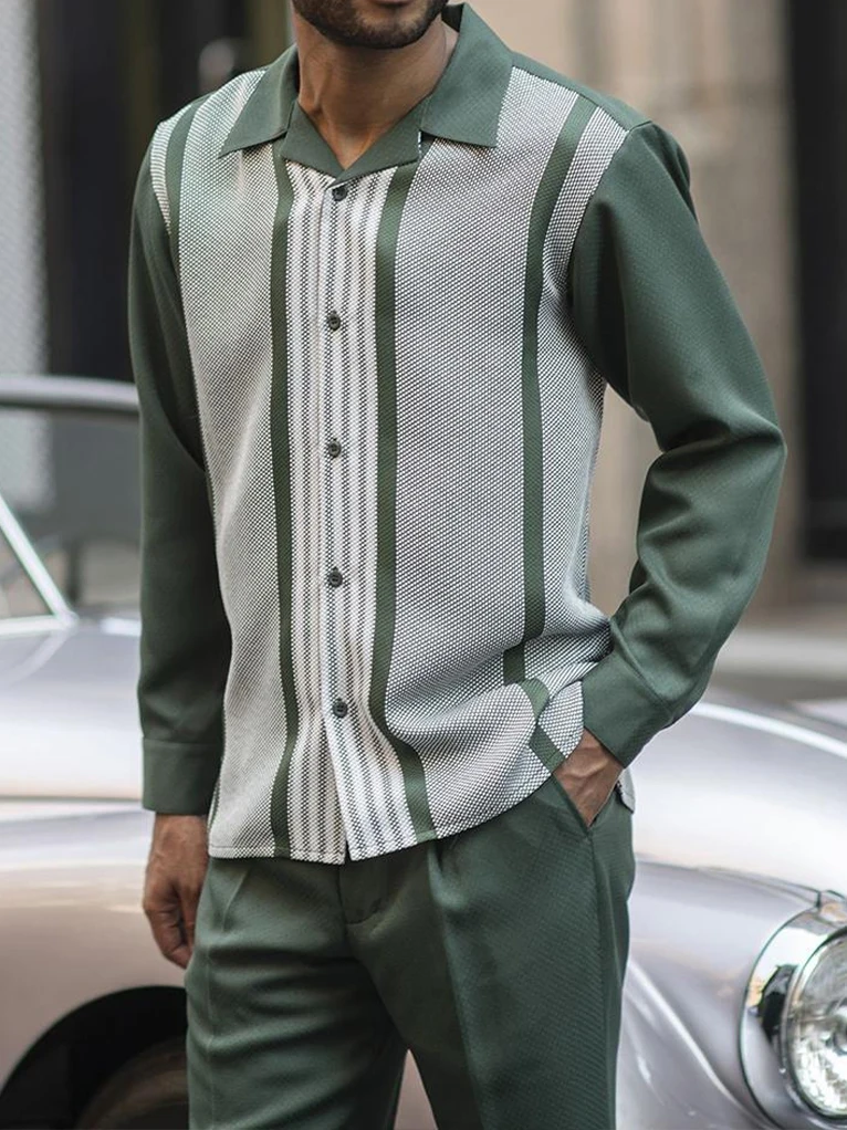 Men's Suit 2022 Men's Long Sleeve Shirt+Zipper Suit Pants Two-piece Street Outdoor Leisure Walking Suit Set Autumn New