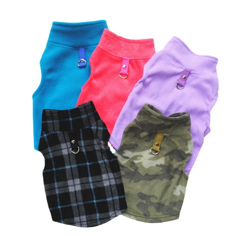 

Factory direct selling pet clothing dog autumn and winter fleece traction buckle strong and warm dog 27 colors