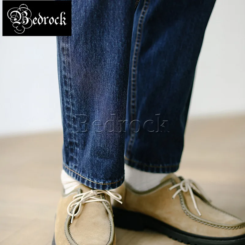 MBBCAR 14.5oz red line deinm jeans for men Amekaji retro one wash blue denim cropped pants mid waist selvedge pencil pants 7422