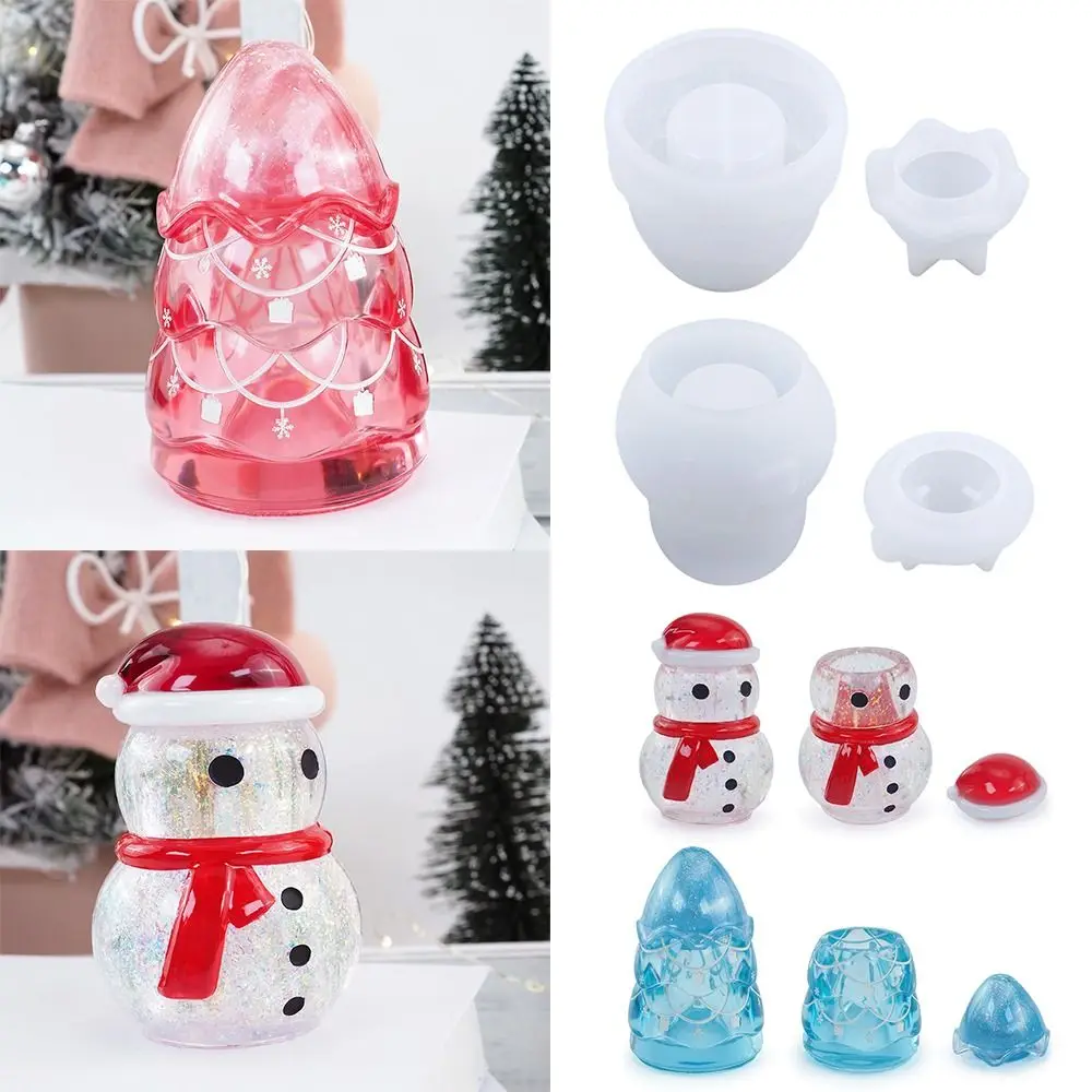 

Clay Epoxy Resin DIY Crafts Home Decoration Snowman Xmas Tree Storage Box Mold Casting Mould Christmas Silicone Molds