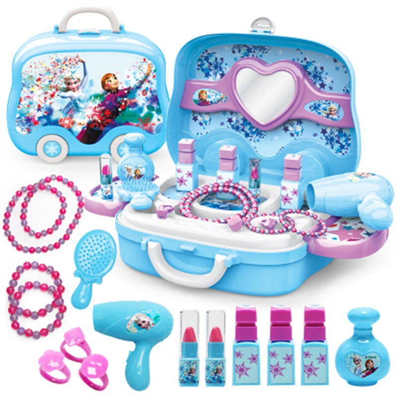 

Disney Girls Princess Frozen Minnie Makeup Set Kids Beauty Toys Children's Simulation Cosmetics Dressing Table Play House Gift