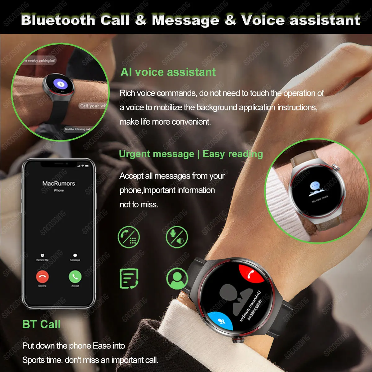 Новинка 2024 умные часы Bluetooth-вызов для мужчин и женщин фитнес-трекер GPS голосовой