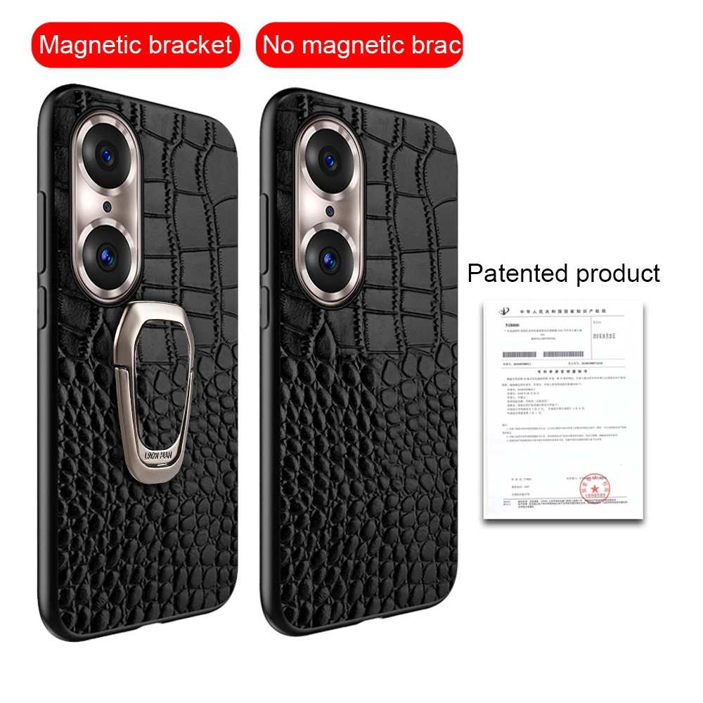 Genuine Cowhide Leather Phone Case For Honor 60 70 Pro 50 Pro 30 20 10 Lite Magnetic Bracket Back Cover For Magic 4 3 8X 9X 10X