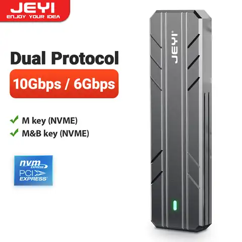 JEYI i9-583 Led алюминиевый сплав M2 NVMe SSD Чехол Двойной протокол HDD Box M.2 Nvme чехол 2280 SSD корпус