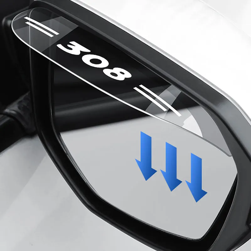 

2Pcs For Peugeot 308 Logo Flexible PVC Car Rearview Mirror Rain Eyebrow Visor Rainproof Covers Auto Exterior Accessories