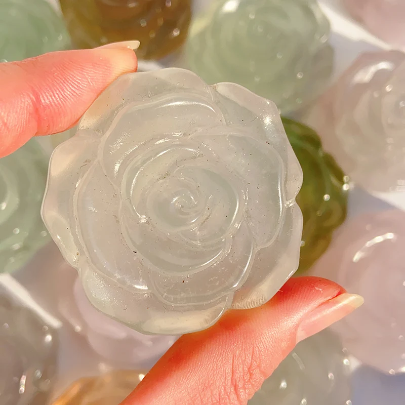 Изысканный цветок розы Reiki для мужчин и женщин натуральный кристалл флюорита