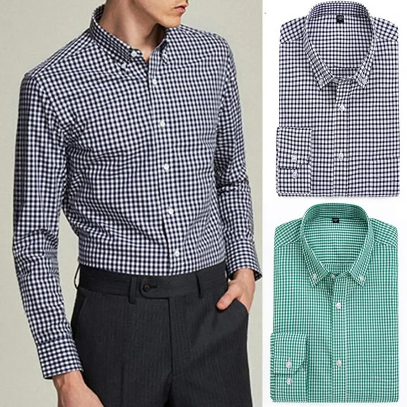 

2022 Pony 100% Cotton Men's Long Sleeve Classic Plaid Shirt Fashion Style Shirt Casual Streetwear