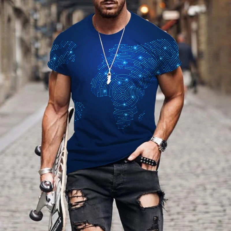 

New Summer 3D Printing Men'S/Women'S Hip-Hop Street AI technology illustration T-Shirt Oversized T Shirt Street Men'S Shirt Tops