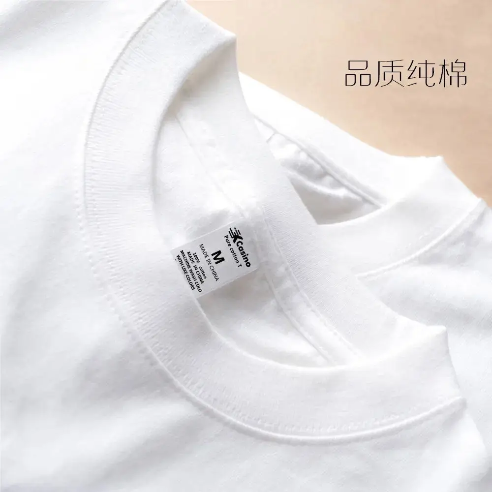 

[No Deformation] 100% Cotton T-shirt Loose Thick Solid White T Short Sleeve Men's and Women's Combed Cotton All-Match Top