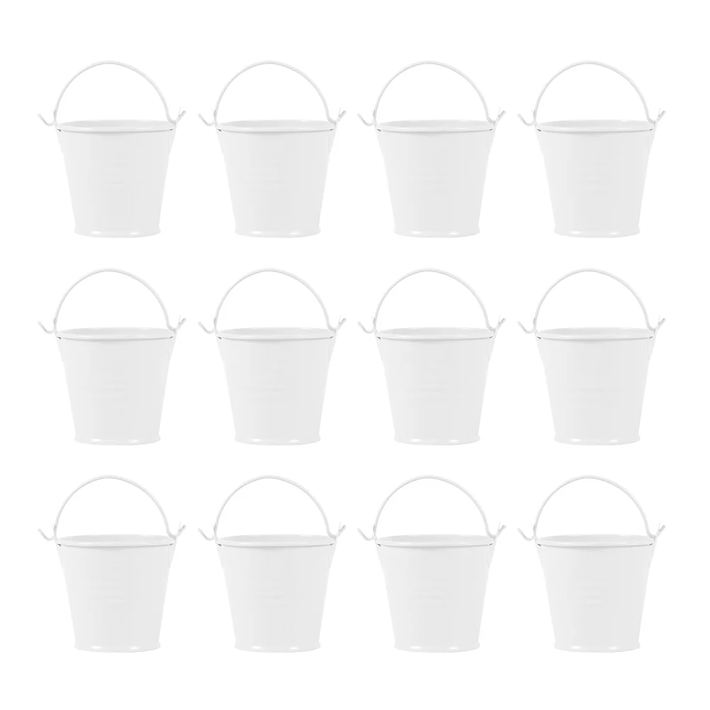 

12Pcs Iron Bucket With Handle Metal Bucket Garden Decor Simple Iron Bucket for Adorn Home Decor Garden