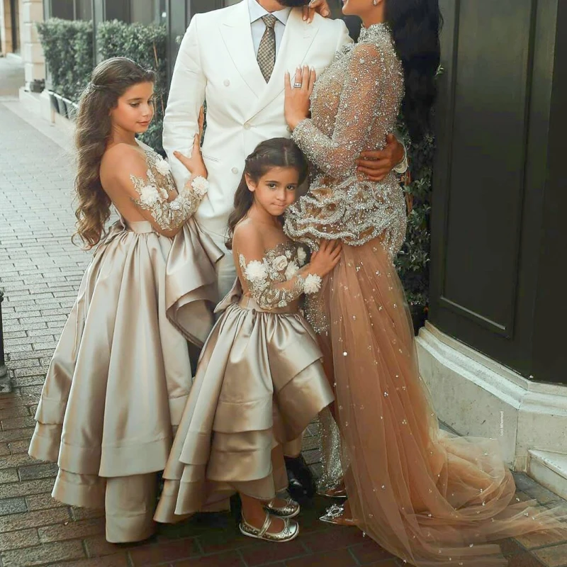 

Flower Girls Little Kids Satin First Communion Dresses Glitz Ball Gown Pageant Dress Girl For Weddings