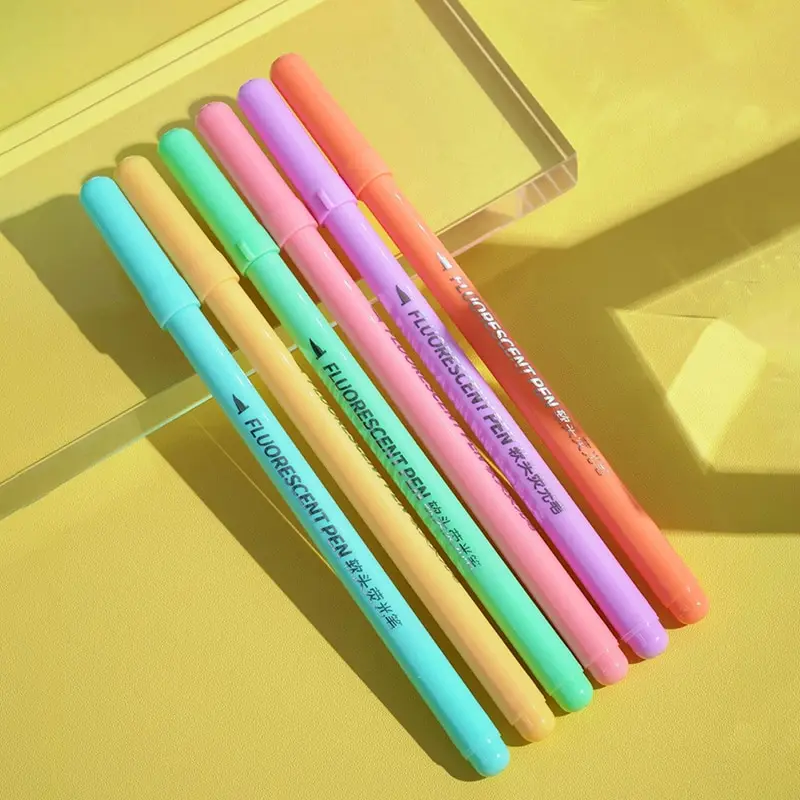 

6Pcs Brush Pen Set Pastel Markers Brush Set Art Color Highlighter Calligraphy School Office Supplies Stationery Soft Head