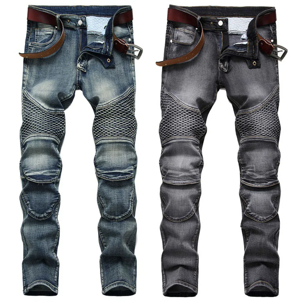 

Модные мужские джинсы, эластичные брюки, велосипедные джинсы, прямые джинсы, облегающие брюки