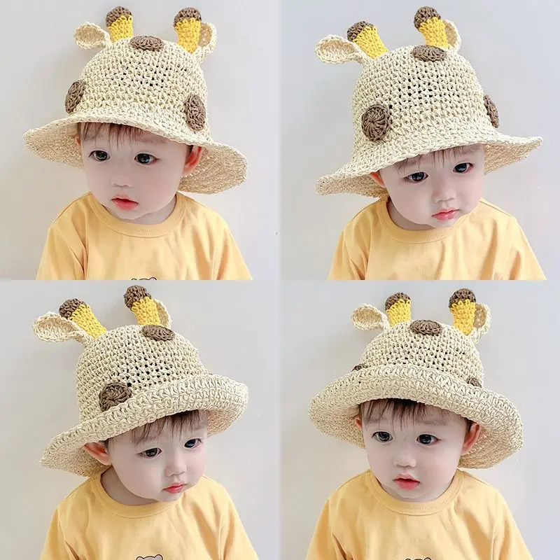 

Disney Baby straw hat summer sun protection infant sun shading Beach Hat Children Summer Boys and girls cute fisherman hat
