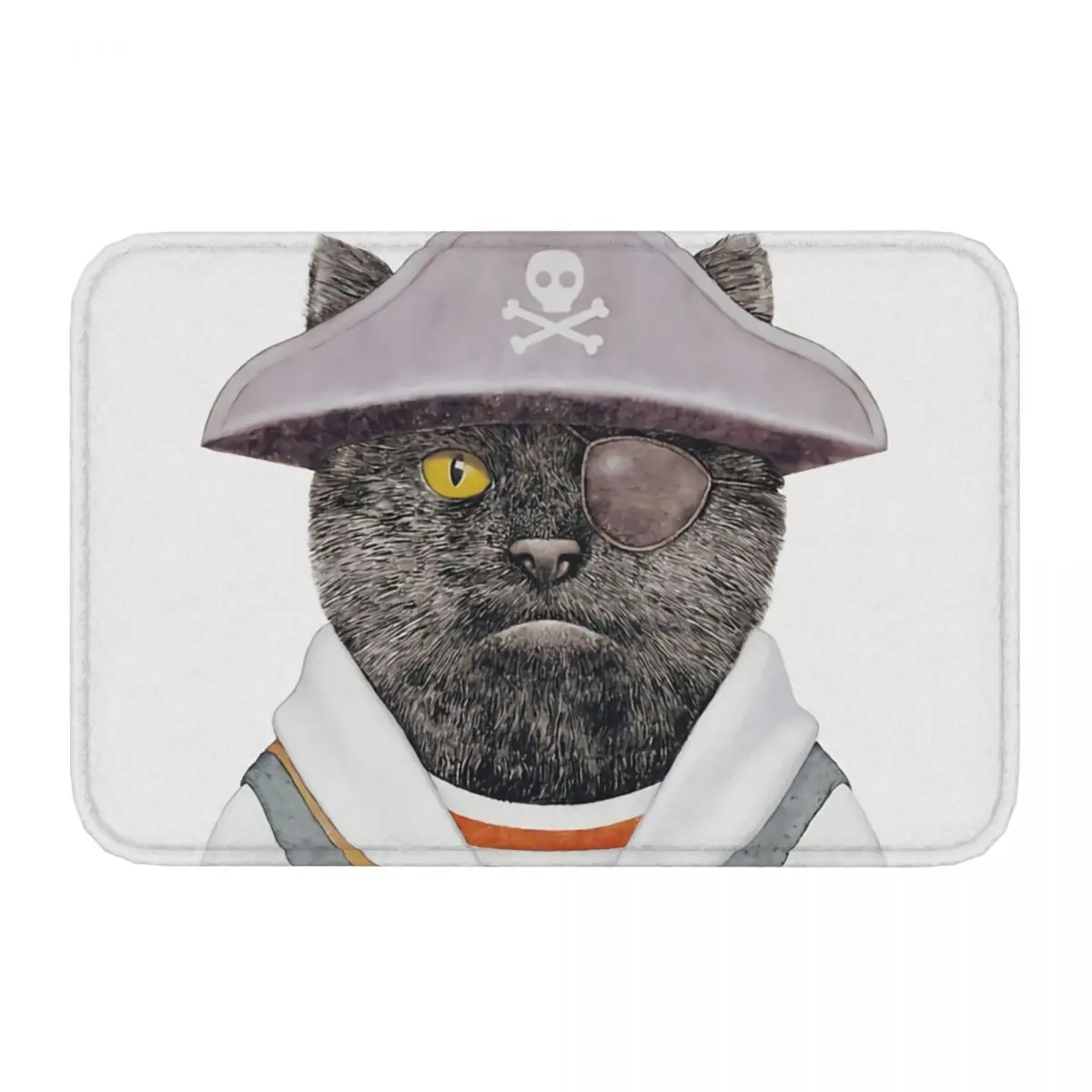 

Art Non-slip Doormat Pirate Cat Bath Kitchen Mat Outdoor Carpet Flannel Pattern Decor