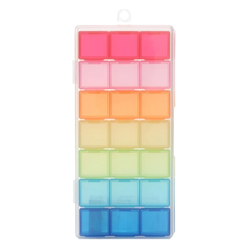 

A50I 21 Compartment Transparent Color Empty Plastic Box Pill Tablet Medicine Organizer Weekly 7 Days 3-Row Tray Storage Case