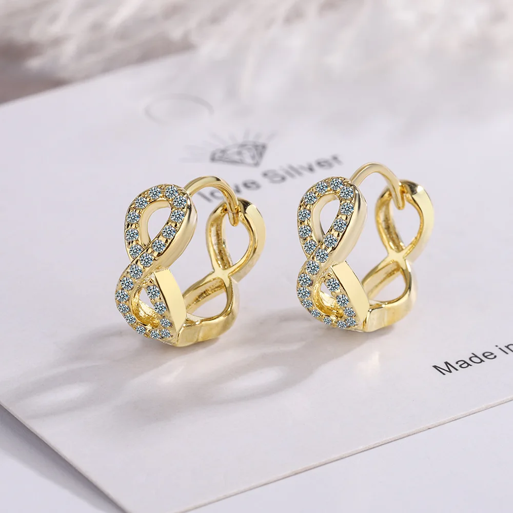 Wholesale Zircon Inlaid Diamond Chains Ear Clip Diamond Studded Hollow Simple Korean Style Numbers Earrings Ear Clip
