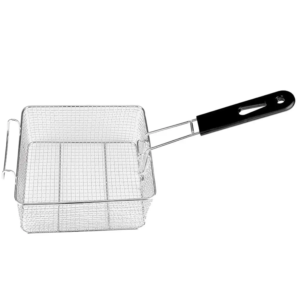 Stainless Steel Fry   French Chip Frying Serving Food Tableware Accessory With Detachable Handle Fit For Deep Fryers, 8'' Small