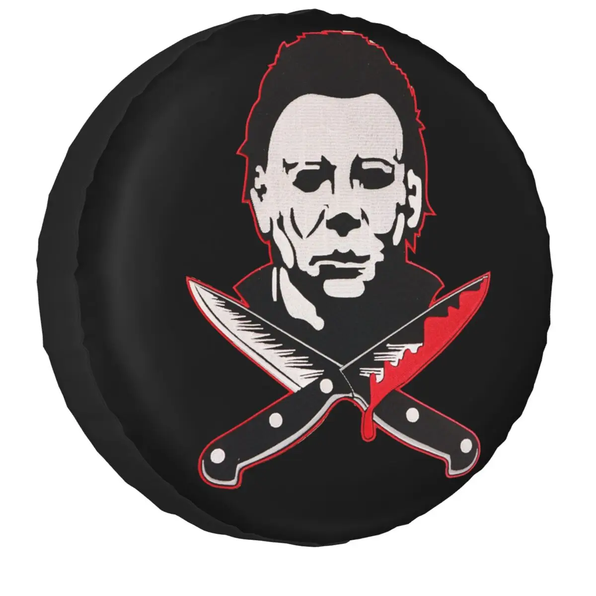 

Halloween Horror Michael Myers Knives Spare Tire Cover For Jeep SUV Trailer Car Wheel Protectors Accessories 14" 15" 16" 17"