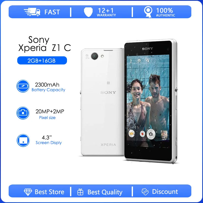 Sony Xperia Z1 Compact Refurbished-Original D5503 Unlocked 3G/4G Android Quad-Core 2GB RAM 4.3 20.7MP WIFI GPS 16GB phone