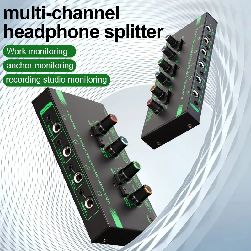

RGB Metal Professional Monitor Splitter Mini Stereo Audio 4/6 Channel Headphone Amplifier RGB headphone splitter Mixer Stereo