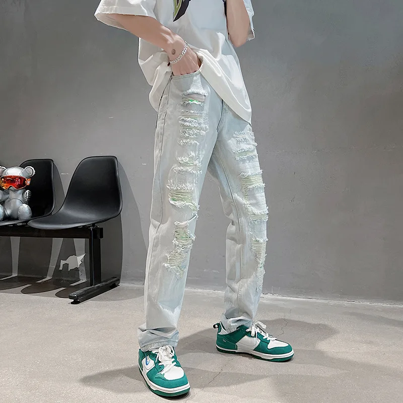 Men's Clothing Men's Jeans Hip Hop Slim Ripped Jeans Men's Clothing Y2k Clothing Korean Fashion Streetwear Jeans Aesthetics