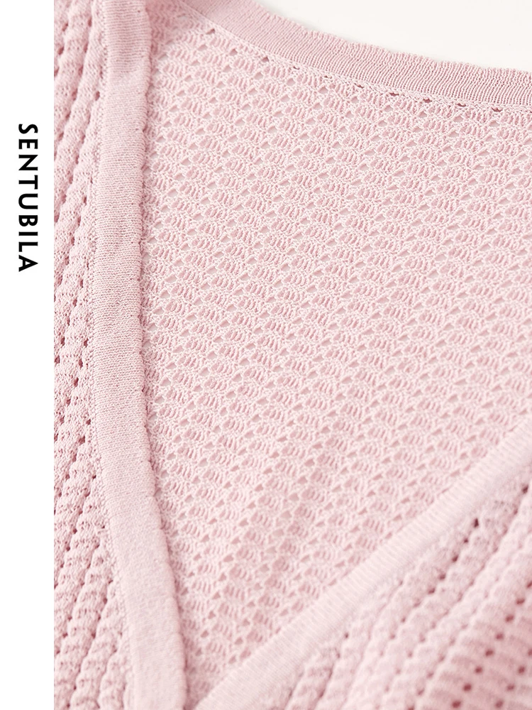 SENTUBILA Укороченный вязаный кардиган с v-образным вырезом пальто 2024 весна-лето