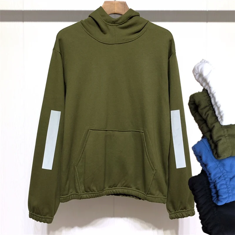 

Autumn Winter Reflective Tops Compass Badge Hooded Men 100%cotton Long Sportswear Fashion Sweatshirts Casual Streetwear Homme