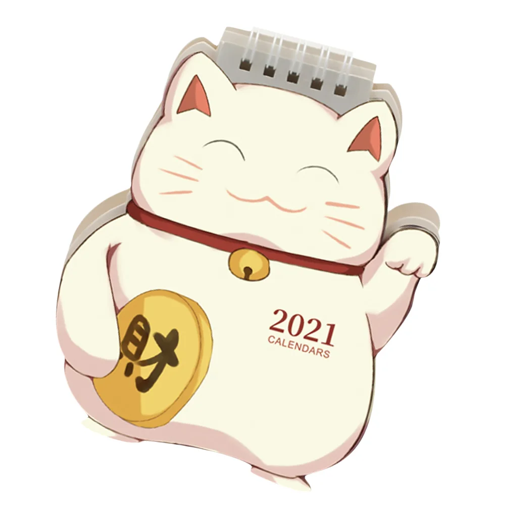 

1 шт. Настольный календарь 2021, бумажный календарь, настольный календарь, календарь с кошкой удачи