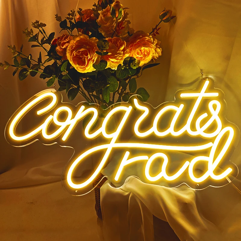 Neon Sign Congrats Light for Wedding Party Wall Door Room Decor Congratulation Lighting Neon Signs Gift For Graduation Part